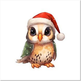 American Kestrel in Santa Hat Posters and Art